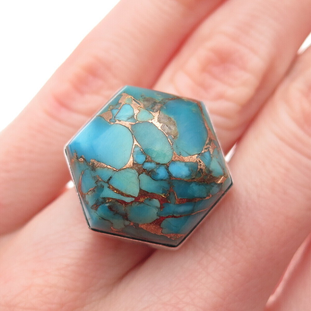 Jay King Desert Rose 925 Sterling Vintage Real Mohave Turquoise Ring Size 6.25